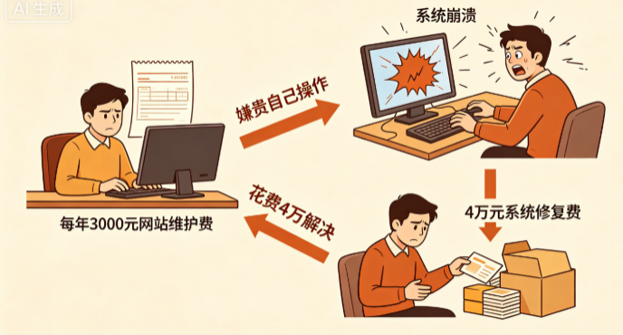 网站维护费一年3000,客户嫌贵。后来他花了4万。 网站维护费一年3000,客户嫌贵。后来他花了4万。