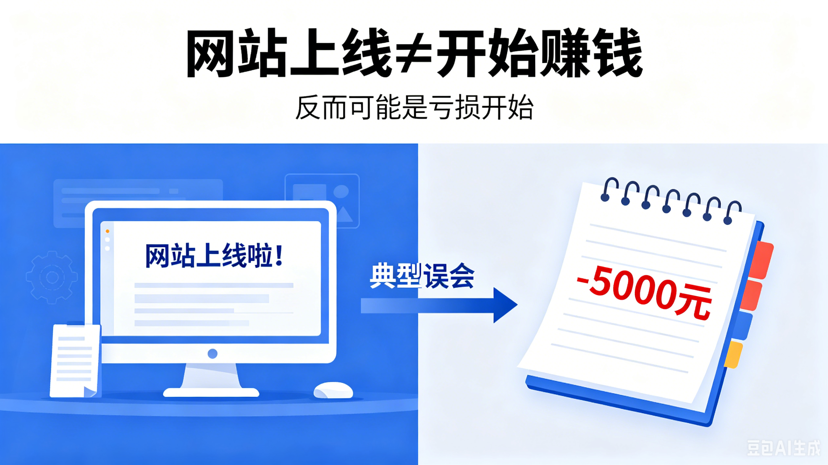 很典型的误会：网站上线≠开始赚钱，反而可能是亏损开始