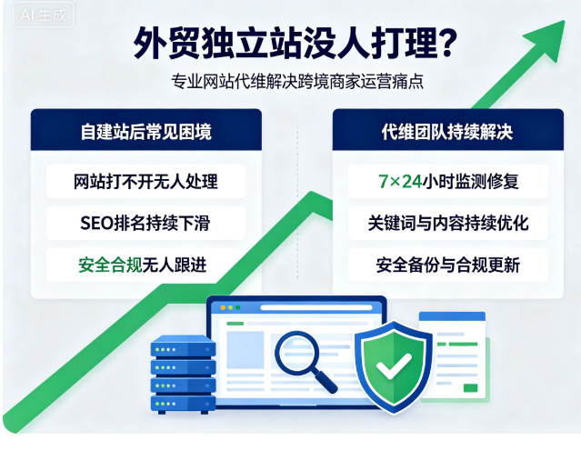 外贸独立站没人打理？专业网站代维解决跨境商家运营痛点